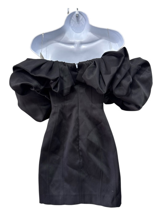 House of London Size XS Black Polyester Blend Off Shoulder Puff Shoulder Dress Black / XS