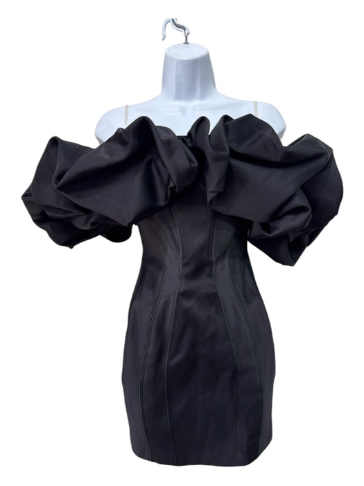 House of London Size XS Black Polyester Blend Off Shoulder Puff Shoulder Dress Black / XS