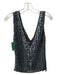 Blumarine Size S/40 Gray & Silver Silk All Over Beading Double V Sleeveless Top Gray & Silver / S/40