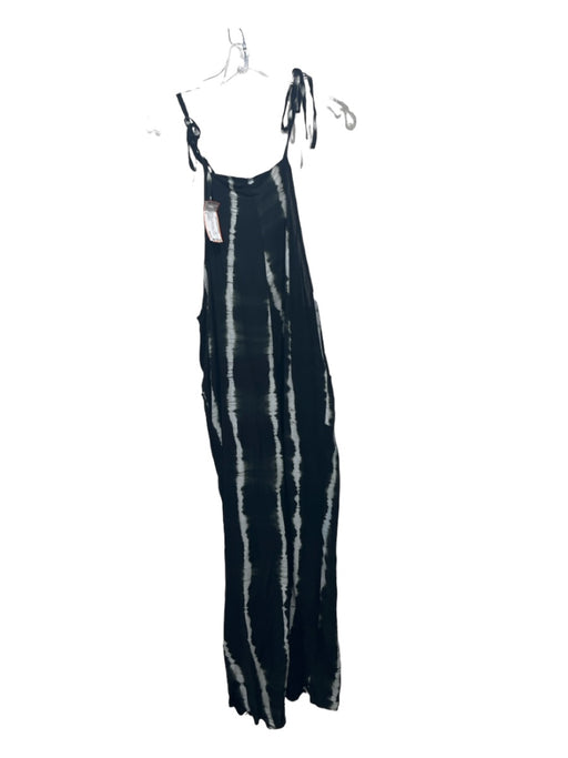Isabella Rose Size S Black & White Rayon Tie Dye Spaghetti Strap Flowy Jumpsuit Black & White / S