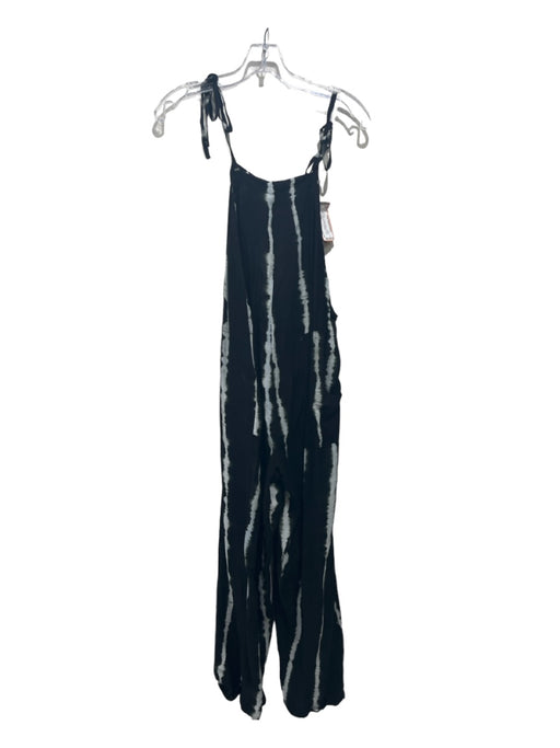 Isabella Rose Size S Black & White Rayon Tie Dye Spaghetti Strap Flowy Jumpsuit Black & White / S