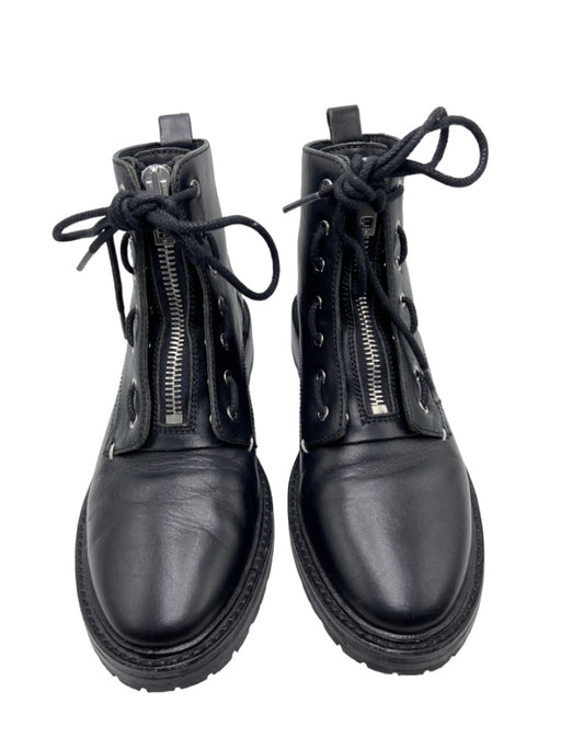 Rag & Bone Shoe Size 37 Black Leather Calf High Top Zip Lace Up Combat Booties Black / 37