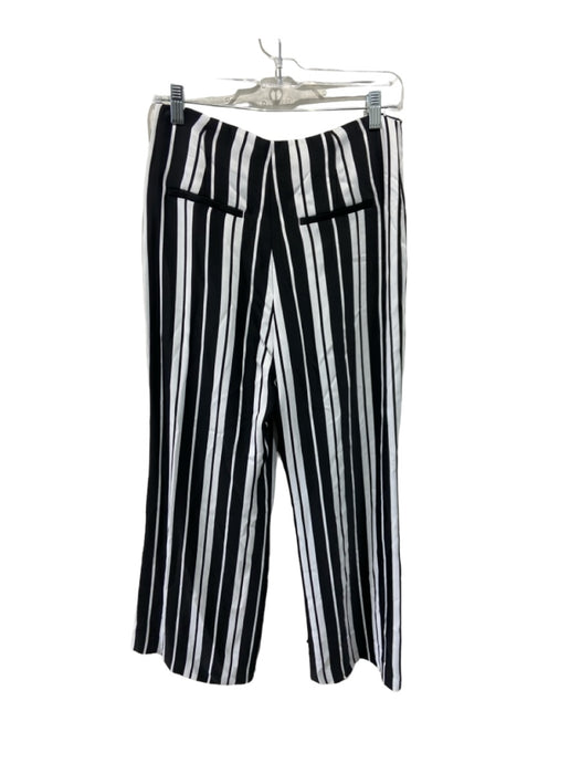 Alice + Olivia Size 6 Black & White Viscose High Rise Striped Wide Leg Pants Black & White / 6