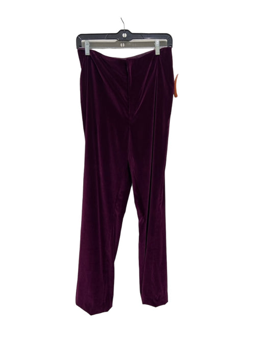 Alice + Olivia Size 8 Wine Red Velvet High Rise Front Zip Flare Pants Wine Red / 8
