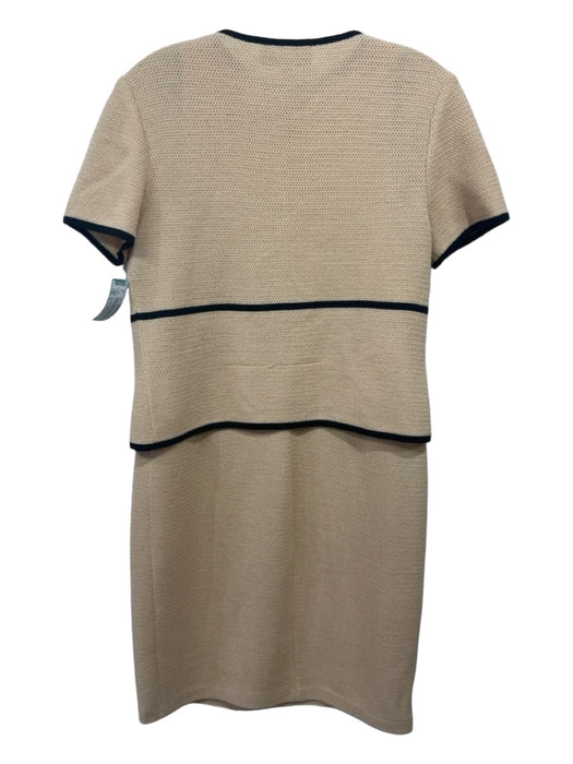 St John Collection Size 2 Beige & Black Wool Blend Knit Trim Dress Set Beige & Black / 2