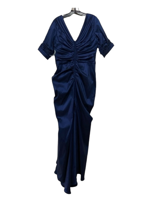 Tadashi Shoji Size 14 Navy Polyester Blend V Neck & Back Embellished Gown Navy / 14