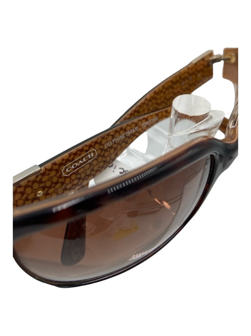 Coach Brown Acetate Square Oval Gradient Lens Tortoiseshell Case Inc. Sunglasses Brown