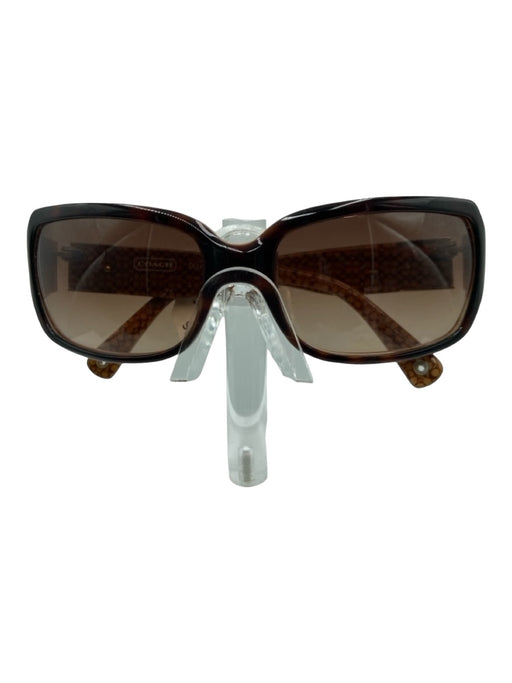 Coach Brown Acetate Square Oval Gradient Lens Tortoiseshell Case Inc. Sunglasses Brown