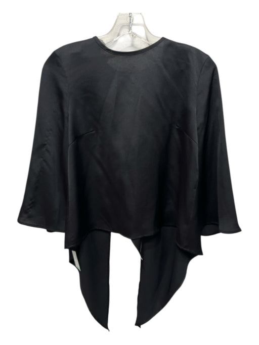 Abbey Glass Size S Black & White Polyester Satin Tie Neck 3/4 Sleeve Top Black & White / S