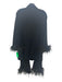Sleeper Size L Black Viscose Feather Trim Mother of Pearl Buttons Pant Set Black / L