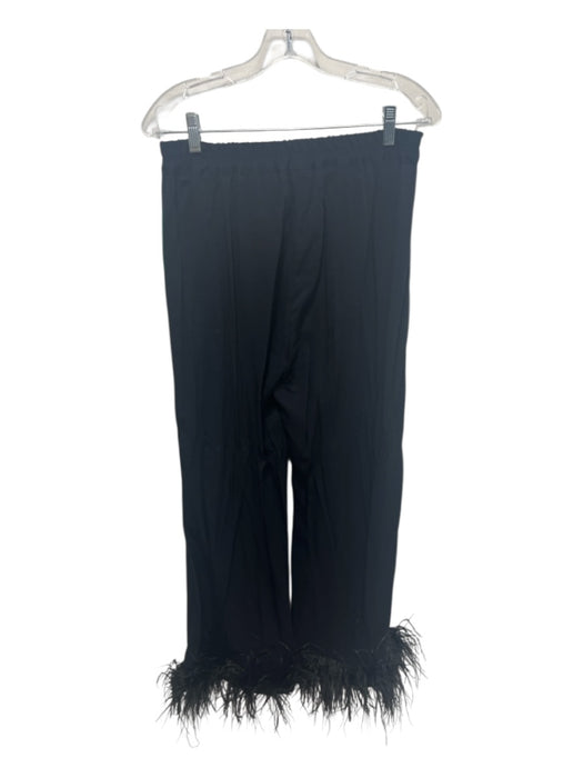 Sleeper Size L Black Viscose Feather Trim Mother of Pearl Buttons Pant Set Black / L