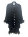 Sleeper Size L Black Viscose Feather Trim Mother of Pearl Buttons Pant Set Black / L
