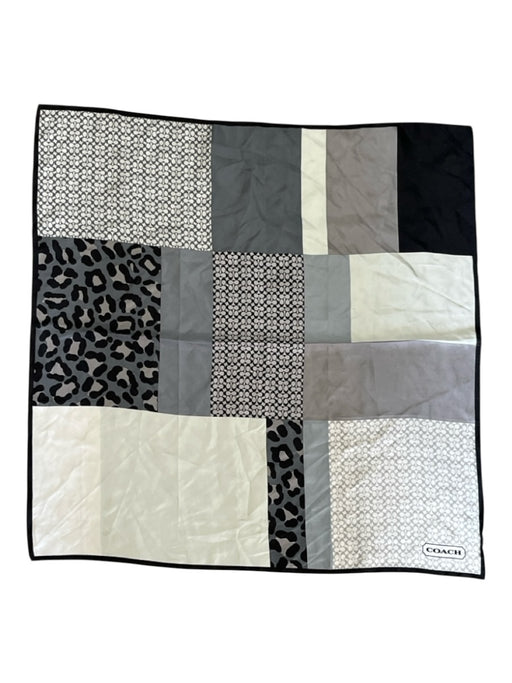 Coach Gray, Cream, Black Silk Monogram Leopard Square scarf Gray, Cream, Black / S