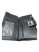 Salvatore Ferragamo Black Leather silver tone hardware Turn Lock Bifold Wallets Black