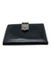 Salvatore Ferragamo Black Leather silver tone hardware Turn Lock Bifold Wallets Black