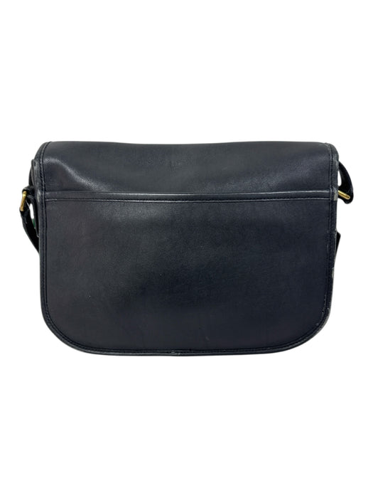 Coach Black Leather Gold Tone Hardware Turn Lock Adjustable Strap flap Bag Black / M