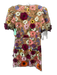 Elliatt Size M Orange & Multi Polyamide Floral Applique Short Puff Sleeve Dress Orange & Multi / M
