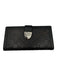 Gucci Black Leather Guccissima Snap Closure Bifold Continental Wallets Black