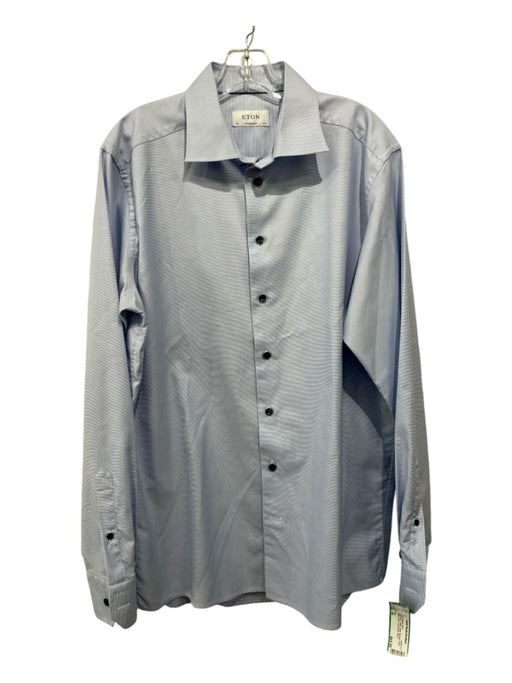 Eton Size 44 Light blue Cotton Solid Spread Collar Button Down Long Sleeve Shirt 44