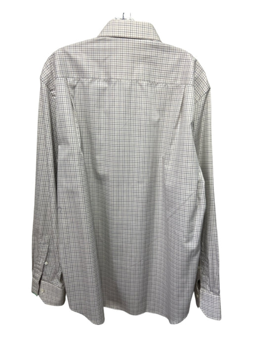 Canali NWT Size XL White & Brown Cotton Grid Spread Collar Long Sleeve Shirt XL