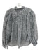 Maje Size 1/S Gray, Black & White Sheer Floral Button Long Sleeve Top Gray, Black & White / 1/S