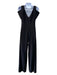 Saboroma Size 6/S Black Polyester Shoulder Detail V Neck Wide Leg Jumpsuit Black / 6/S