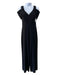 Saboroma Size 6/S Black Polyester Shoulder Detail V Neck Wide Leg Jumpsuit Black / 6/S