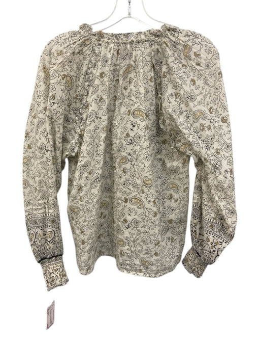 Cleobella Size S Cream, Black, Brown Organic Cotton Paisley Balloon Sleeve Top Cream, Black, Brown / S