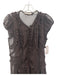 Rebecca Taylor Size 4 Burgundy Brown Silk Sheer Overlay Ruffle Cap Sleeve Dress Burgundy Brown / 4