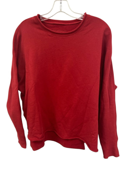 Frank & Eileen Size XS Red Cotton Raw Edge Roll Collar Sweatshirt Red / XS