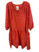 Part Two Size 14 Coral Orange Linen V Neck 3/4 Sleeve Above Knee Dress Coral Orange / 14