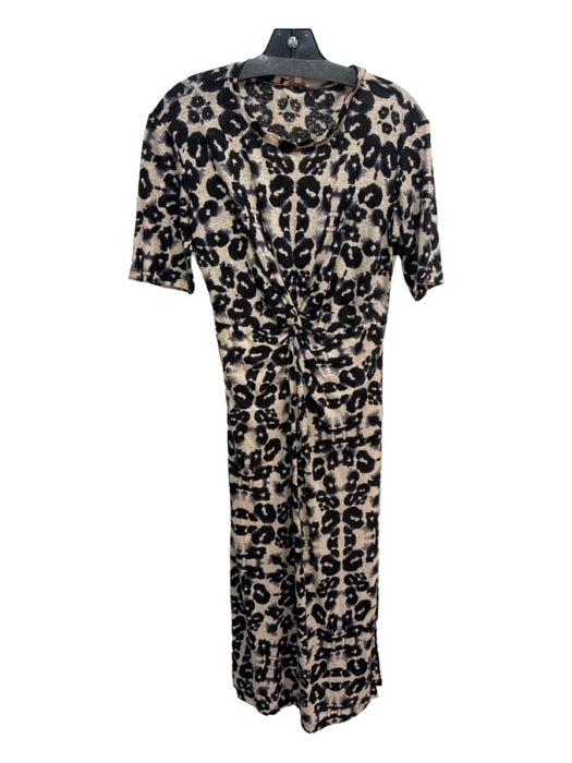 Rebecca Taylor Size S Black & Off White Linen Animal Print Knot Detail Dress Black & Off White / S