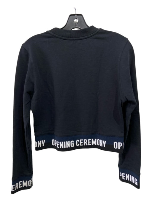 Opening Ceremony Size XS Black & Navy Blue Cotton Monogram Long Sleeve Top Black & Navy Blue / XS