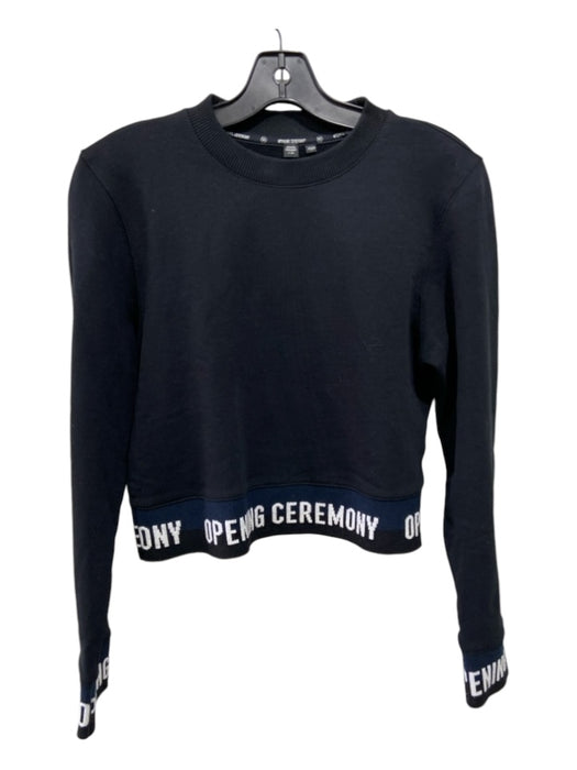 Opening Ceremony Size XS Black & Navy Blue Cotton Monogram Long Sleeve Top Black & Navy Blue / XS