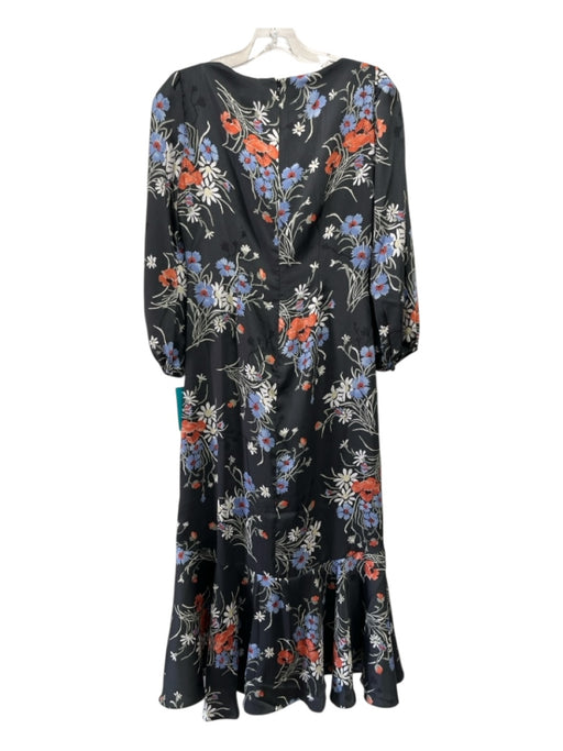 Cinq a Sept Size 4 Black & Multi Polyester Zip Back Rouched Bodice Dress Black & Multi / 4