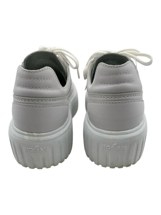 Hogan Shoe Size 37 White Leather Lace Up Perforated Platform Shoes White / 37