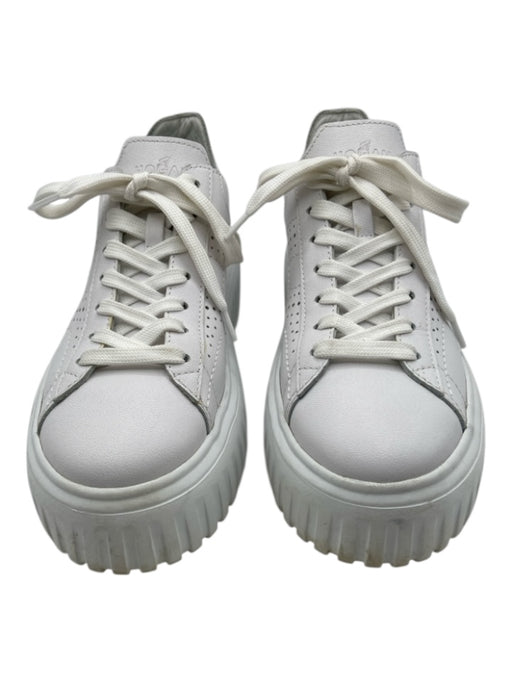 Hogan Shoe Size 37 White Leather Lace Up Perforated Platform Shoes White / 37