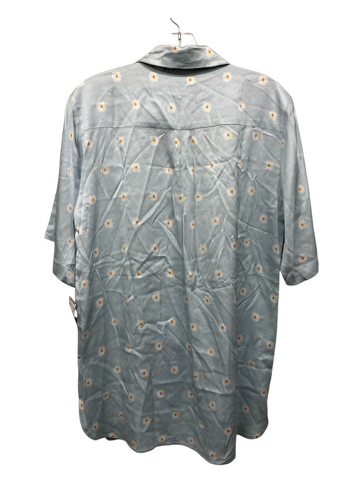 Stine Goya Size Small Light Blue, White & Orange Viscose Short Sleeve Floral Top Light Blue, White & Orange / Small