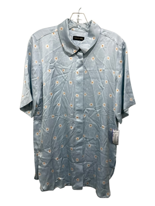 Stine Goya Size Small Light Blue, White & Orange Viscose Short Sleeve Floral Top Light Blue, White & Orange / Small