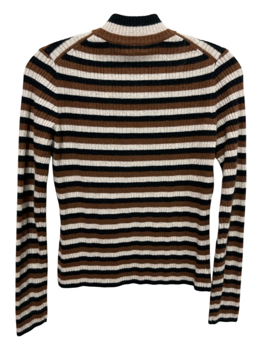 Minnierose Size XS Brown & Black Cashmere Long Sleeve Stripe 1/2 Zip Top Brown & Black / XS