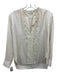 Helmut Lang Size XS Cream White Silk Fur Trim V Neck Front Seam Long Sleeve Top Cream White / XS