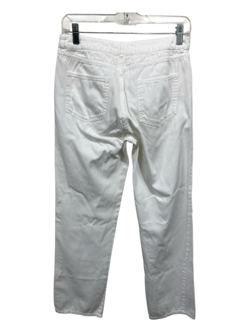 Eileen Fisher Size S White Cotton Blend Straight Leg Zip & Button Pants White / S