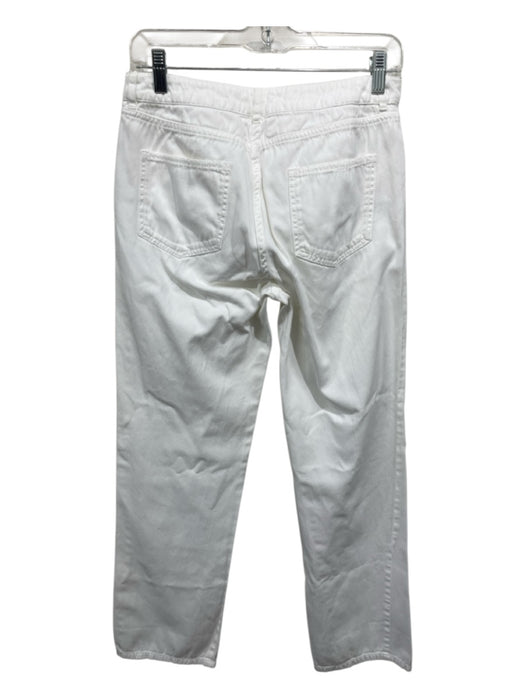 Eileen Fisher Size S White Cotton Blend Straight Leg Zip & Button Pants White / S