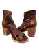 Free Bird Shoe Size 8 Brown Leather Upper Woven Detail Small block heel Boots Brown / 8