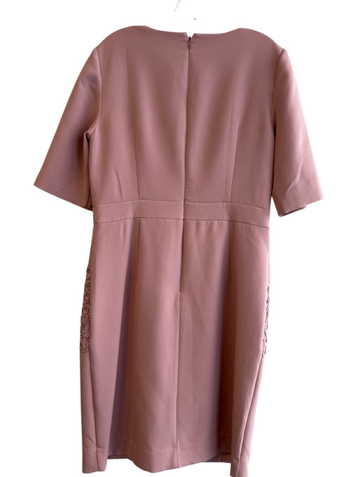 Phase Eight Size Est L Mauve Polyester Round Neck Short Sleeve Back Zip Dress Mauve / Est L