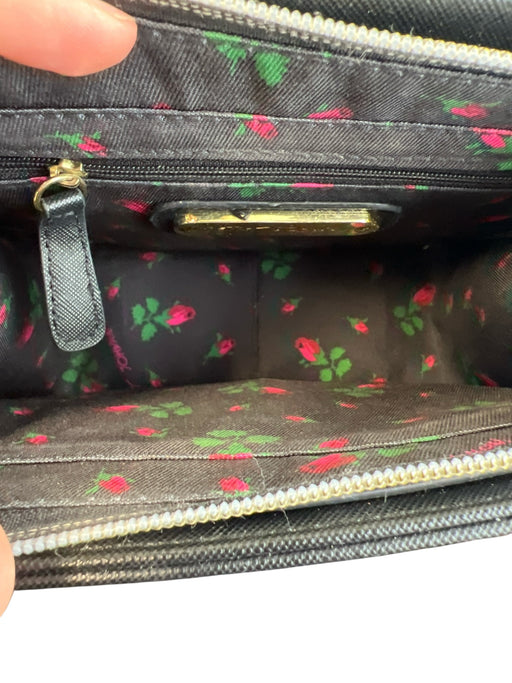 Betsey Johnson Black Faux Leather Gold hardware Lock Clasp Crossbody Bag Black