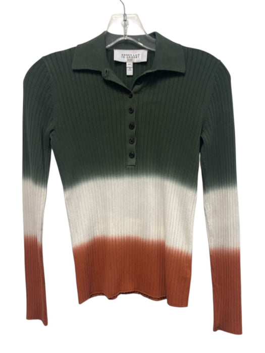 Derek Lam 10 Crosby Size XS Green, White, Orange Cotton Ribbed Knit Ombre Top Green, White, Orange / XS