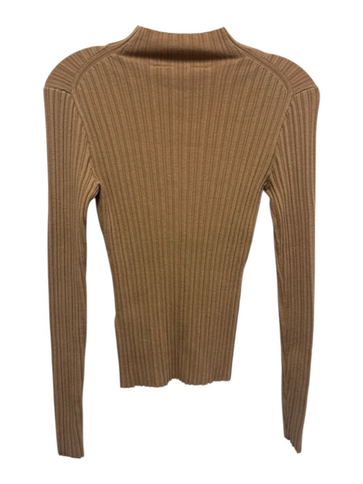 LITA by Ciara Size S Tan Brown Wool Blend Ribbed Knit High Neck Sweater Tan Brown / S