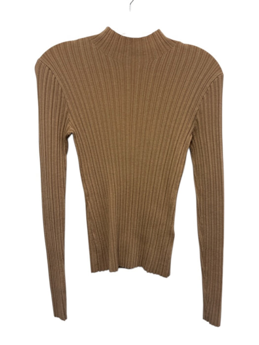 LITA by Ciara Size S Tan Brown Wool Blend Ribbed Knit High Neck Sweater Tan Brown / S