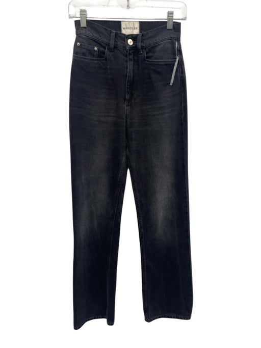 Wandler Size 24 Washed Black Cotton High Rise Zip & Button Straight Leg Jeans Washed Black / 24